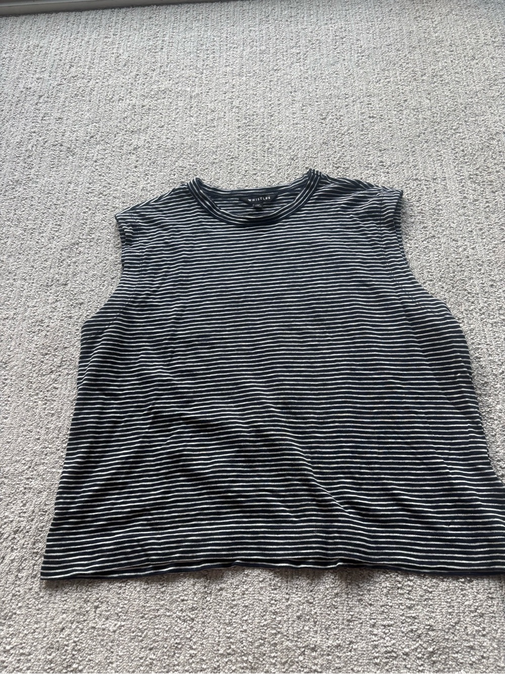 Whistles Black & White Striped Sleeveless Tank